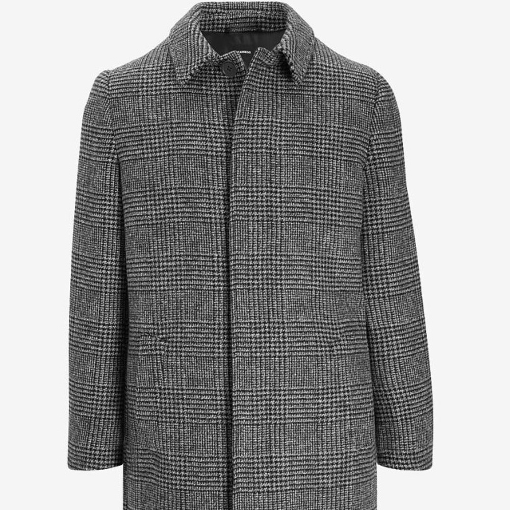 EXPRESS Black & White Plaid Car Coat